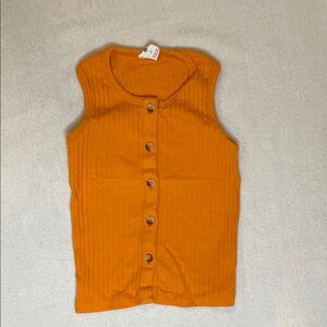 Kate Quinn Orange Sleeveless Button Down Tank Top Shirt
